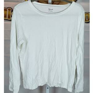 Madewell White Long Sleeve Cotton Tee Shirt Size L